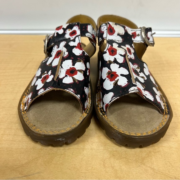 Dr. Martens Kids Floral Sandals - Black, White, and Red Size 12 - Picture 3 of 8